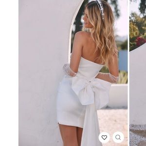 12th tribe bow down white strapless dress